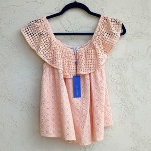 REBECCA MINKOFF Celestine Top Off Shoulder in Pink Sand Size XXS